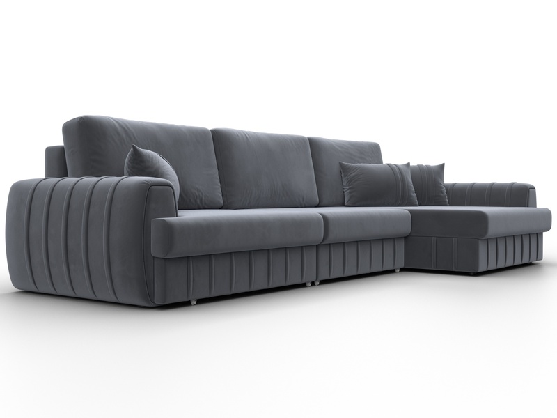 Диван угловой Лига-057 НПБ Лонг угол правый, Велюр, SEVEN 17 серый