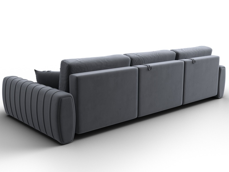 Диван угловой Лига-057 НПБ Лонг угол правый, Велюр, SEVEN 17 серый