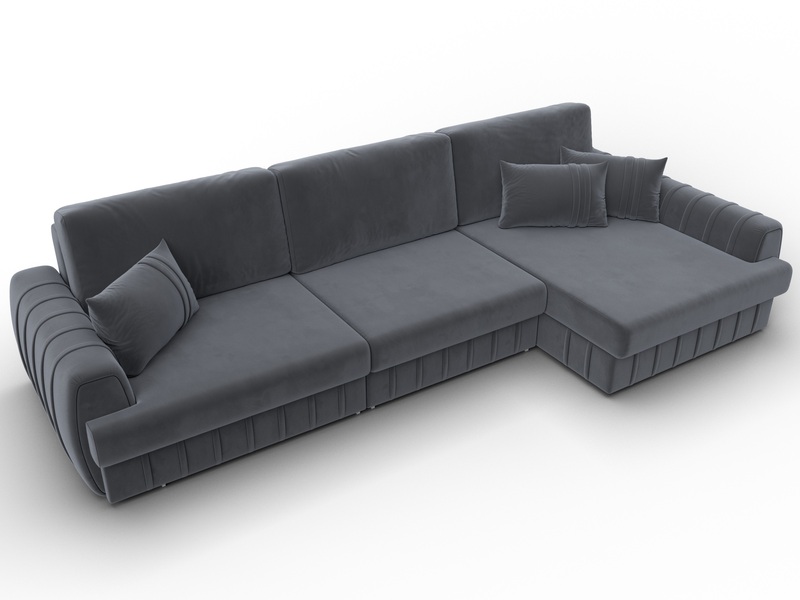 Диван угловой Лига-057 НПБ Лонг угол правый, Велюр, SEVEN 17 серый