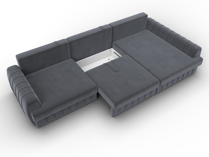 Диван угловой Лига-057 НПБ Лонг угол правый, Велюр, SEVEN 17 серый