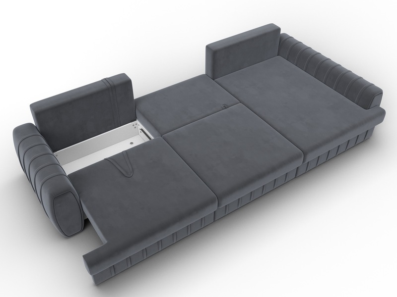 Диван угловой Лига-057 НПБ Лонг угол правый, Велюр, SEVEN 17 серый