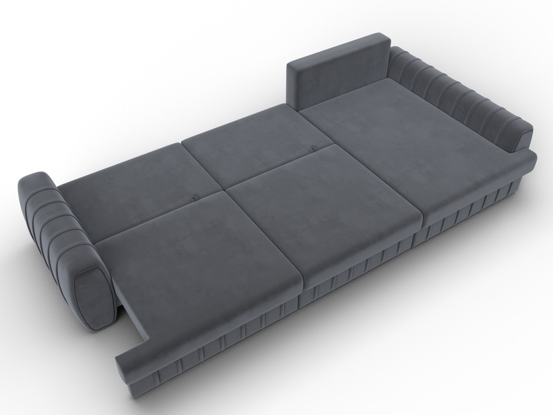 Диван угловой Лига-057 НПБ Лонг угол правый, Велюр, SEVEN 17 серый