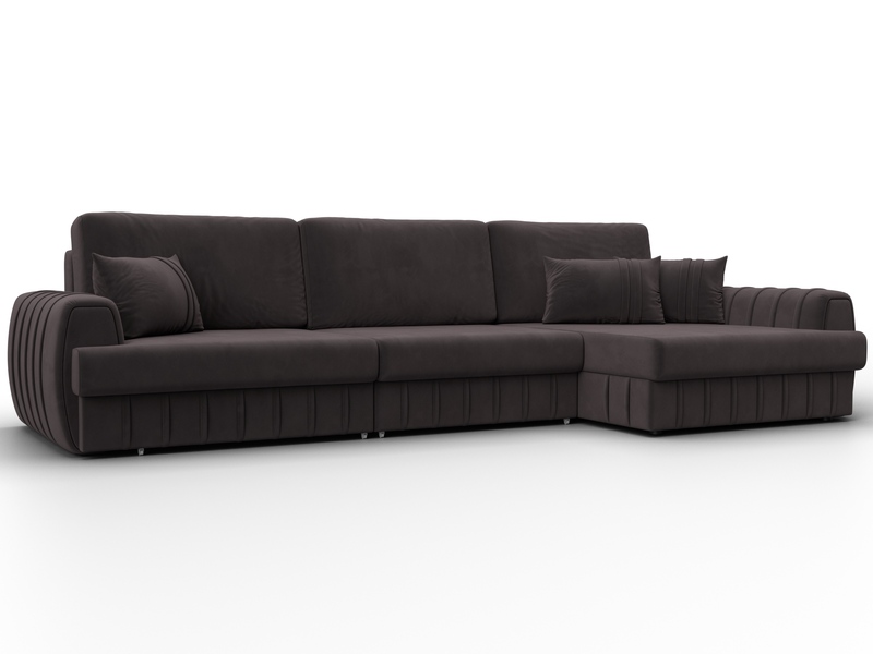 Диван угловой Лига-057 НПБ Лонг угол правый, Велюр, SEVEN 727 коричневый