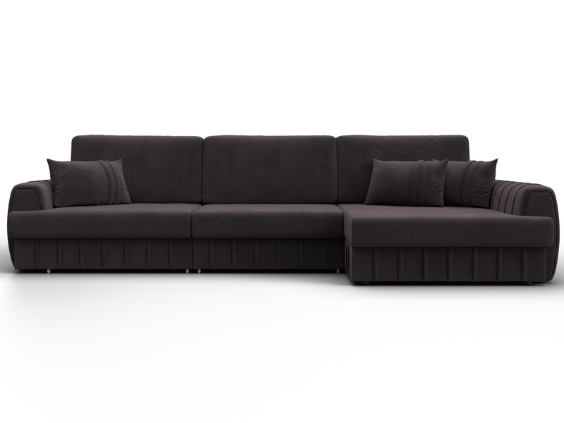 Диван угловой Лига-057 НПБ Лонг угол правый, Велюр, SEVEN 727 коричневый