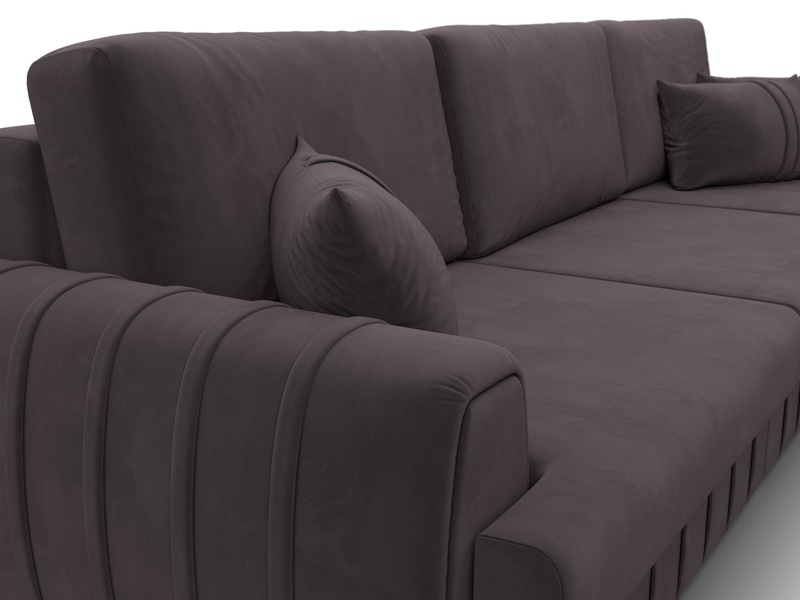 Диван угловой Лига-057 НПБ Лонг угол правый, Велюр, SEVEN 727 коричневый