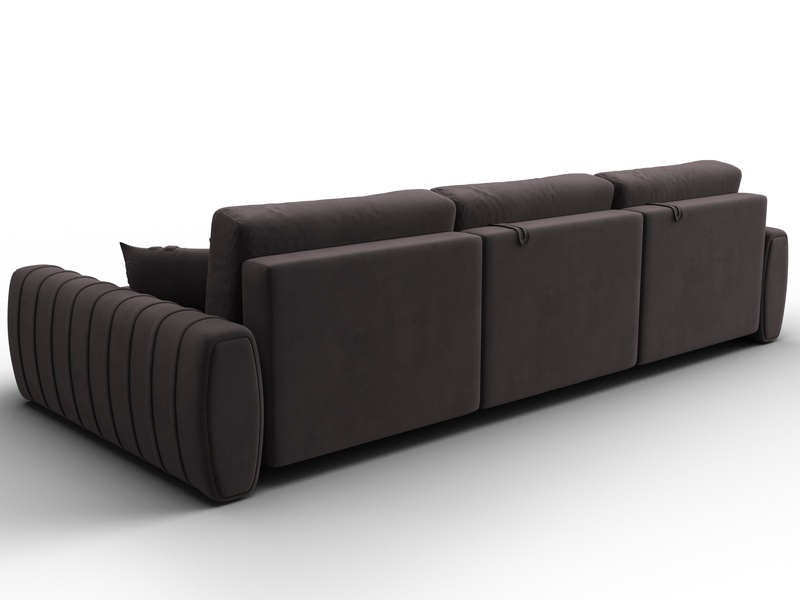 Диван угловой Лига-057 НПБ Лонг угол правый, Велюр, SEVEN 727 коричневый