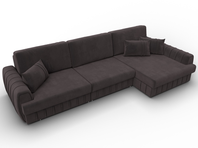 Диван угловой Лига-057 НПБ Лонг угол правый, Велюр, SEVEN 727 коричневый