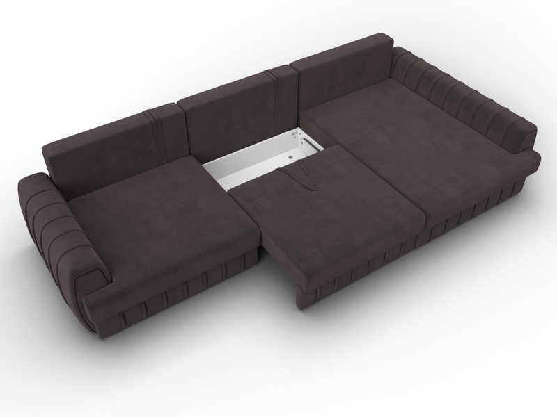 Диван угловой Лига-057 НПБ Лонг угол правый, Велюр, SEVEN 727 коричневый