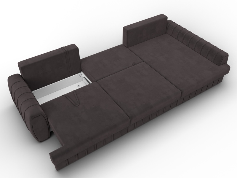 Диван угловой Лига-057 НПБ Лонг угол правый, Велюр, SEVEN 727 коричневый