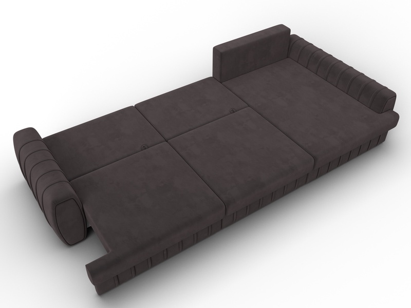 Диван угловой Лига-057 НПБ Лонг угол правый, Велюр, SEVEN 727 коричневый