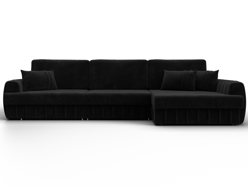 Диван угловой Лига-057 НПБ Лонг угол правый, Велюр, SEVEN 35 черный