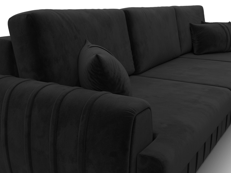Диван угловой Лига-057 НПБ Лонг угол правый, Велюр, SEVEN 35 черный