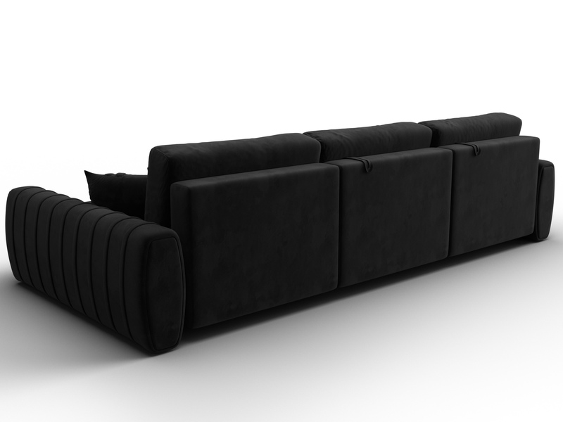 Диван угловой Лига-057 НПБ Лонг угол правый, Велюр, SEVEN 35 черный