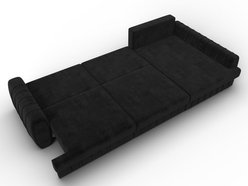 Диван угловой Лига-057 НПБ Лонг угол правый, Велюр, SEVEN 35 черный