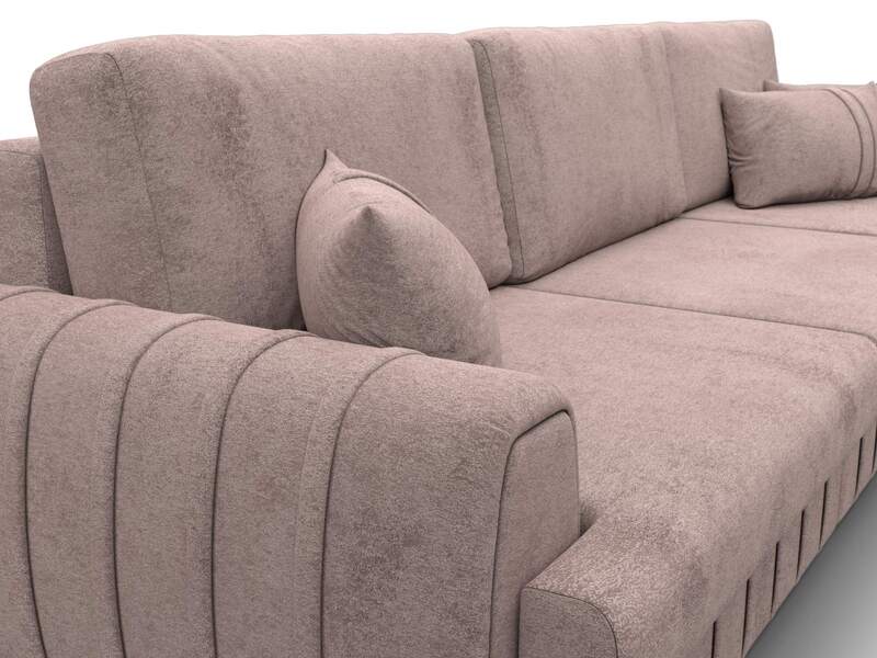 Диван угловой Лига-057 НПБ Лонг угол правый, Велюр, TOWER 05 бежевый