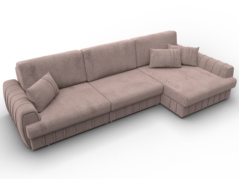 Диван угловой Лига-057 НПБ Лонг угол правый, Велюр, TOWER 05 бежевый