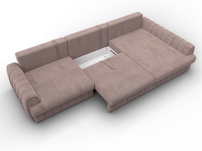 Диван угловой Лига-057 НПБ Лонг угол правый, Велюр, TOWER 05 бежевый