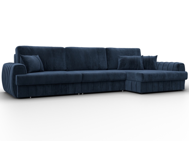 Диван угловой Лига-057 НПБ Лонг угол правый, Велюр, TOWER 13 синий
