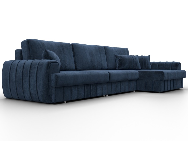 Диван угловой Лига-057 НПБ Лонг угол правый, Велюр, TOWER 13 синий