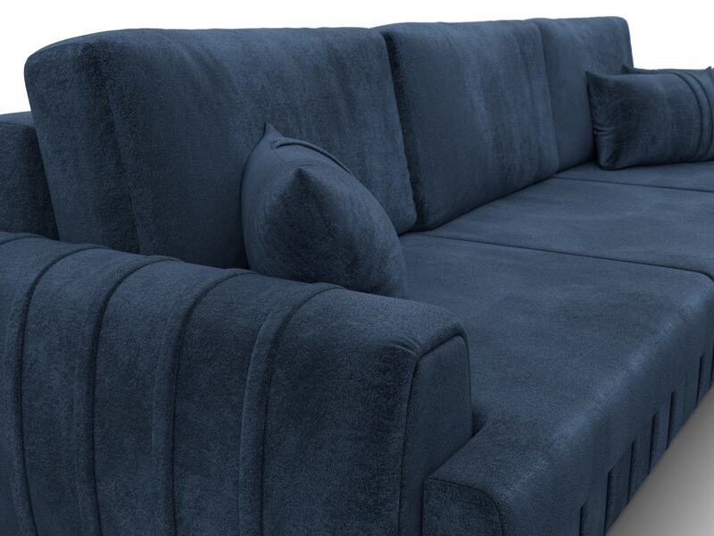 Диван угловой Лига-057 НПБ Лонг угол правый, Велюр, TOWER 13 синий