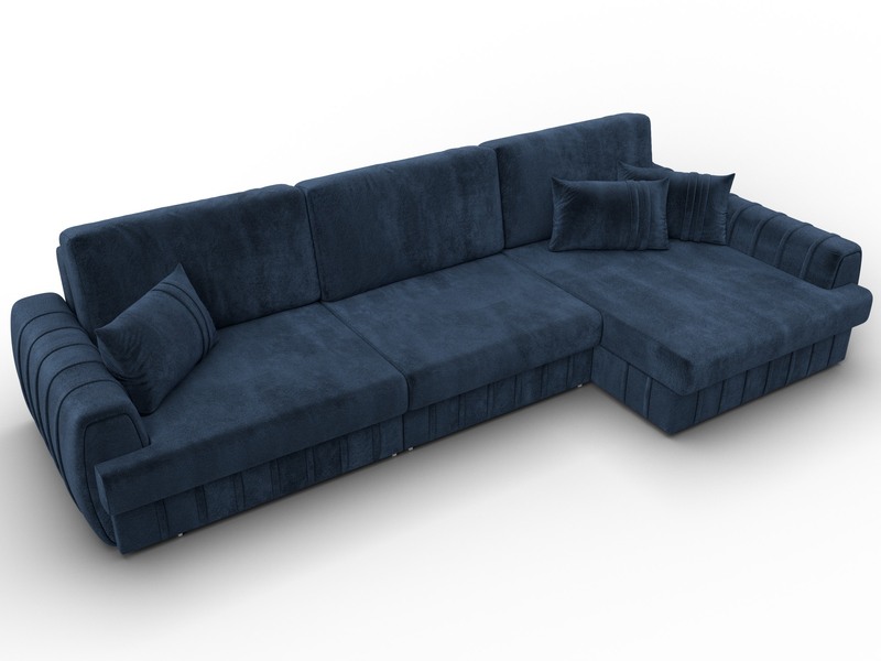 Диван угловой Лига-057 НПБ Лонг угол правый, Велюр, TOWER 13 синий