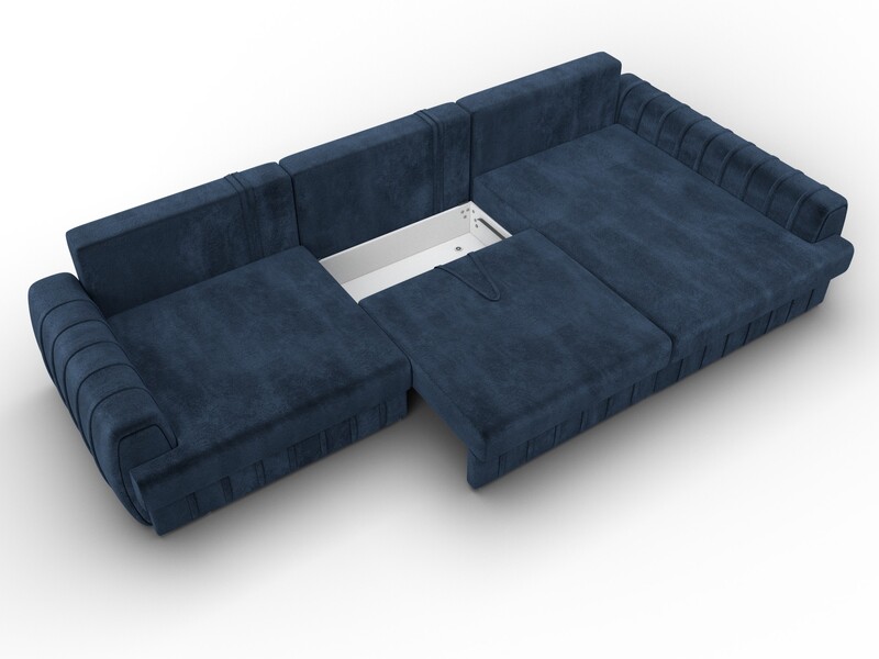 Диван угловой Лига-057 НПБ Лонг угол правый, Велюр, TOWER 13 синий