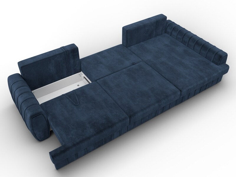 Диван угловой Лига-057 НПБ Лонг угол правый, Велюр, TOWER 13 синий