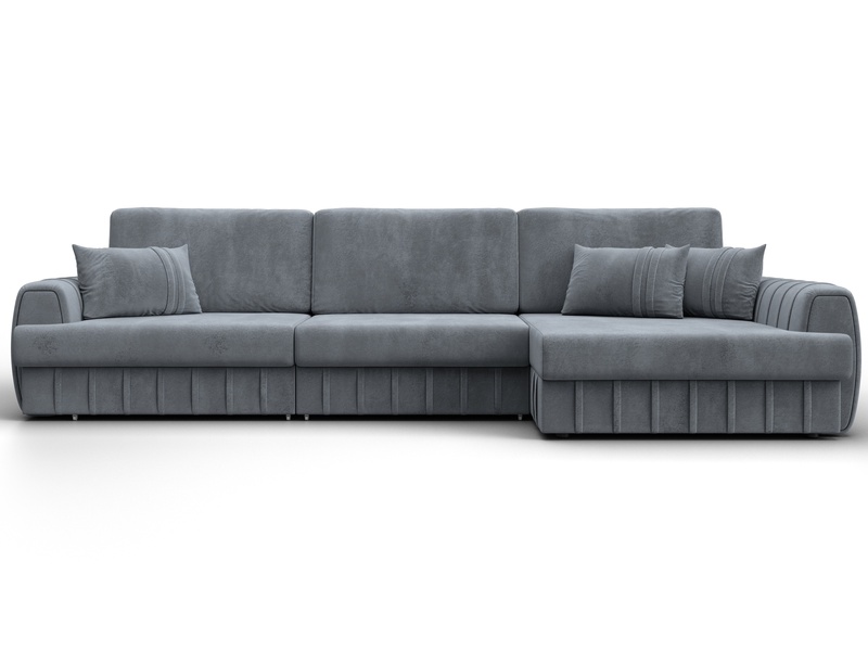 Диван угловой Лига-057 НПБ Лонг угол правый, Велюр, TOWER 10 серый