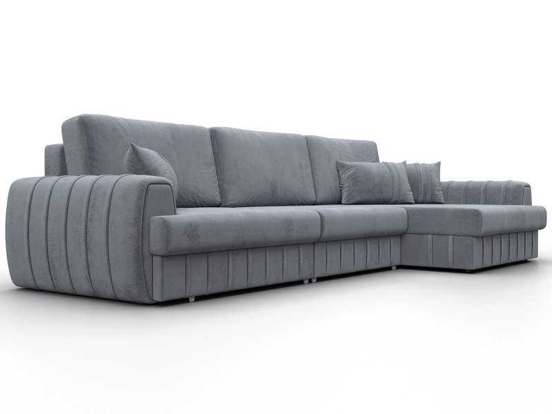 Диван угловой Лига-057 НПБ Лонг угол правый, Велюр, TOWER 10 серый