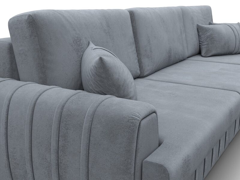 Диван угловой Лига-057 НПБ Лонг угол правый, Велюр, TOWER 10 серый