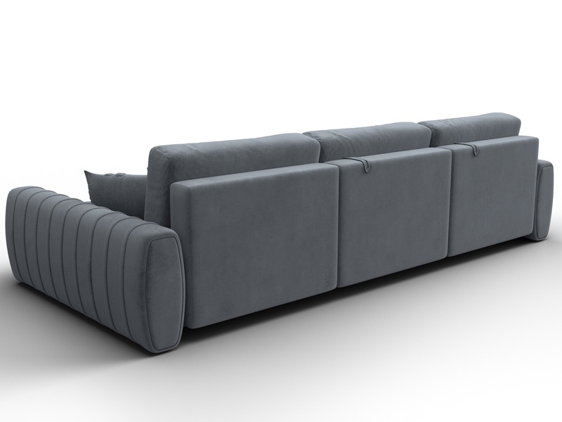 Диван угловой Лига-057 НПБ Лонг угол правый, Велюр, TOWER 10 серый