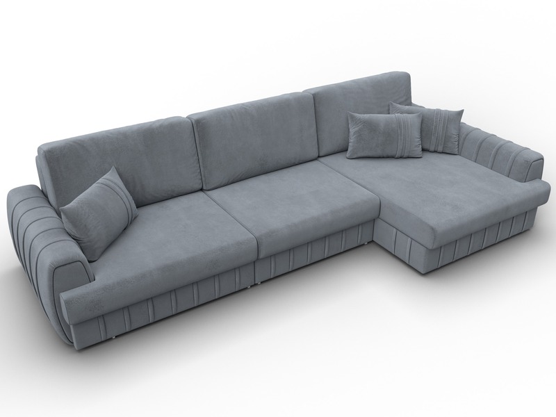 Диван угловой Лига-057 НПБ Лонг угол правый, Велюр, TOWER 10 серый