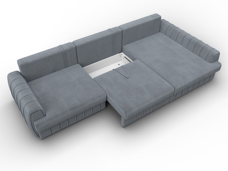 Диван угловой Лига-057 НПБ Лонг угол правый, Велюр, TOWER 10 серый