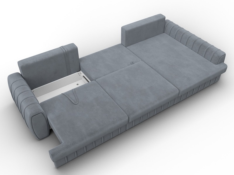 Диван угловой Лига-057 НПБ Лонг угол правый, Велюр, TOWER 10 серый