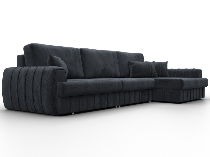 Диван угловой Лига-057 НПБ Лонг угол правый, Велюр, TOWER 11 темно-серый