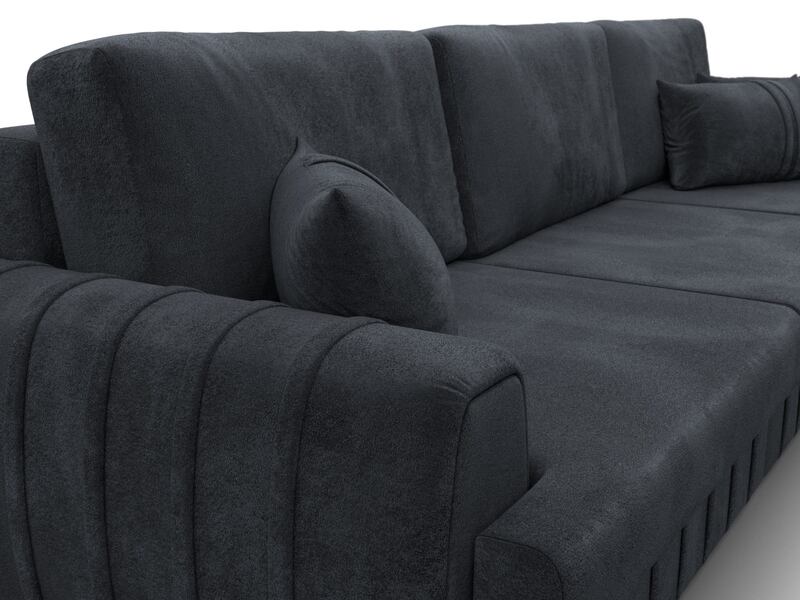 Диван угловой Лига-057 НПБ Лонг угол правый, Велюр, TOWER 11 темно-серый