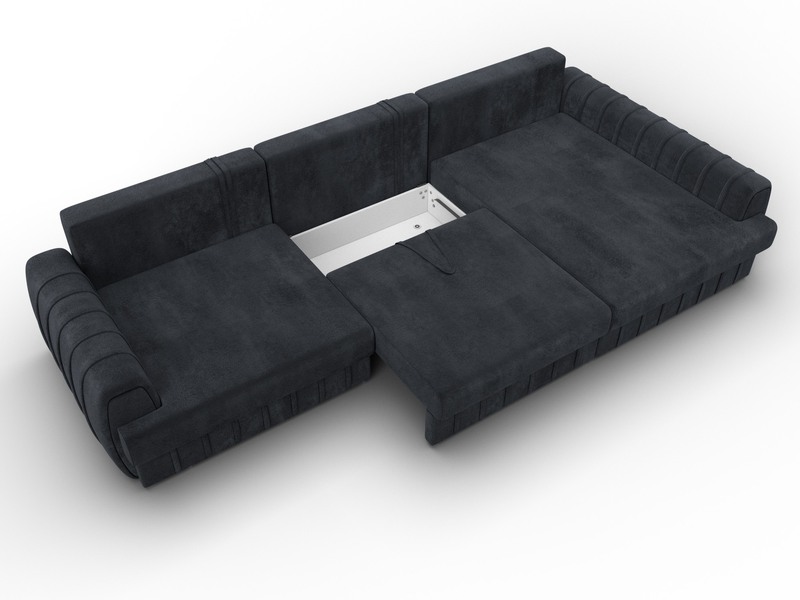 Диван угловой Лига-057 НПБ Лонг угол правый, Велюр, TOWER 11 темно-серый