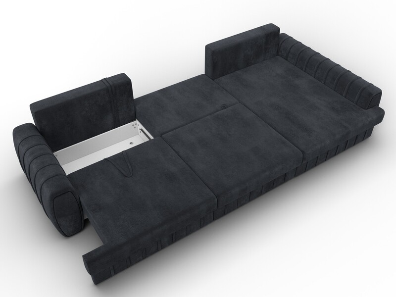 Диван угловой Лига-057 НПБ Лонг угол правый, Велюр, TOWER 11 темно-серый