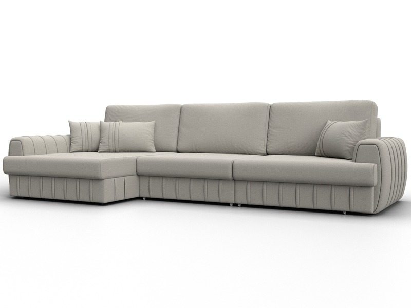 Диван угловой Лига-057 НПБ Лонг угол левый, Рогожка, Амур 02 бежевый