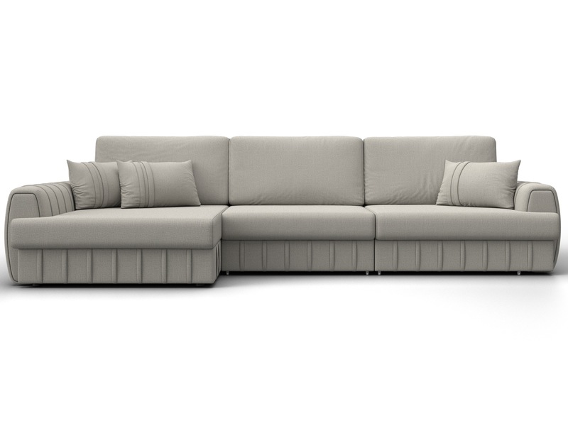 Диван угловой Лига-057 НПБ Лонг угол левый, Рогожка, Амур 02 бежевый