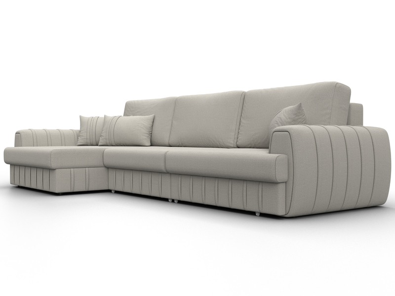 Диван угловой Лига-057 НПБ Лонг угол левый, Рогожка, Амур 02 бежевый