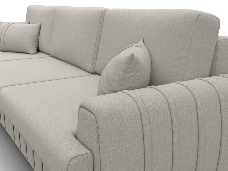 Диван угловой Лига-057 НПБ Лонг угол левый, Рогожка, Амур 02 бежевый