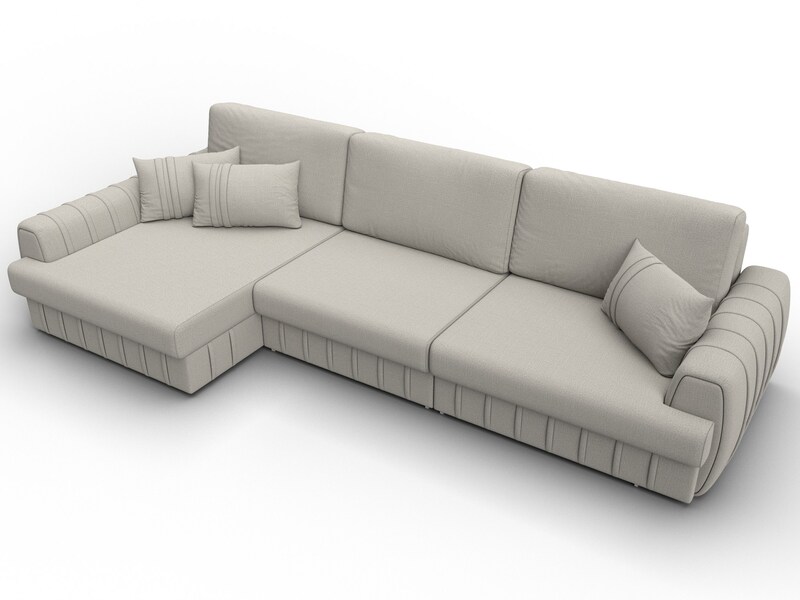 Диван угловой Лига-057 НПБ Лонг угол левый, Рогожка, Амур 02 бежевый