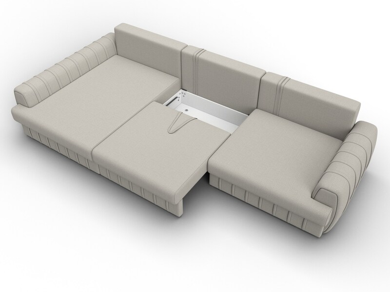 Диван угловой Лига-057 НПБ Лонг угол левый, Рогожка, Амур 02 бежевый