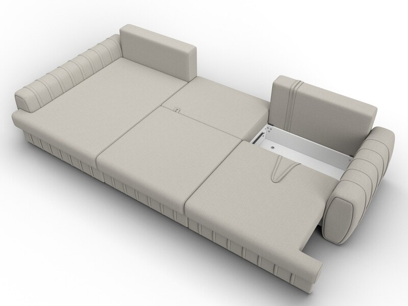 Диван угловой Лига-057 НПБ Лонг угол левый, Рогожка, Амур 02 бежевый