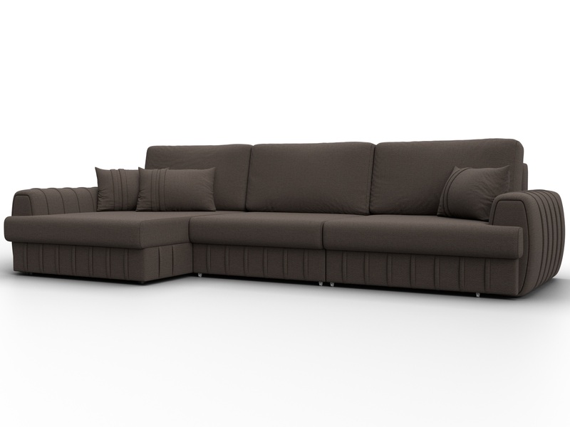 Диван угловой Лига-057 НПБ Лонг угол левый, Рогожка, Амур 05 коричневый