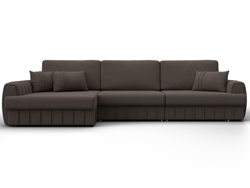 Диван угловой Лига-057 НПБ Лонг угол левый, Рогожка, Амур 05 коричневый