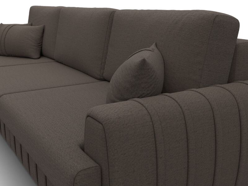 Диван угловой Лига-057 НПБ Лонг угол левый, Рогожка, Амур 05 коричневый