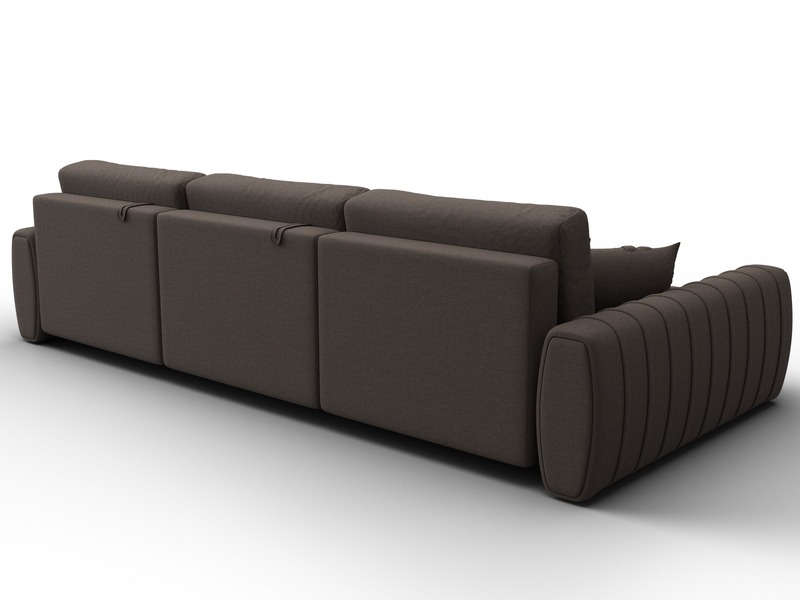 Диван угловой Лига-057 НПБ Лонг угол левый, Рогожка, Амур 05 коричневый