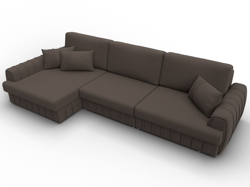 Диван угловой Лига-057 НПБ Лонг угол левый, Рогожка, Амур 05 коричневый